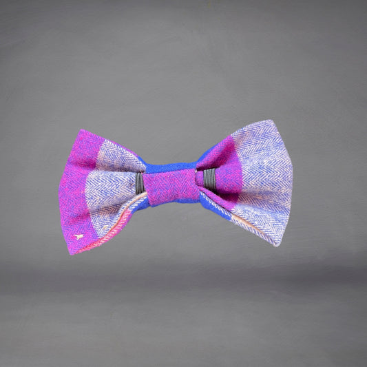 Purple & Blue Flannelette Check Dog Bow-Ties