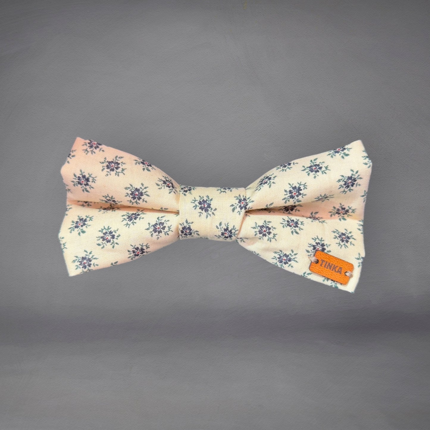 Beige with Blue Flowers - Dog Bow-Ties