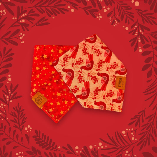 Limited Edition Winterberry Robin Dog Bandana — Handmade in Australia