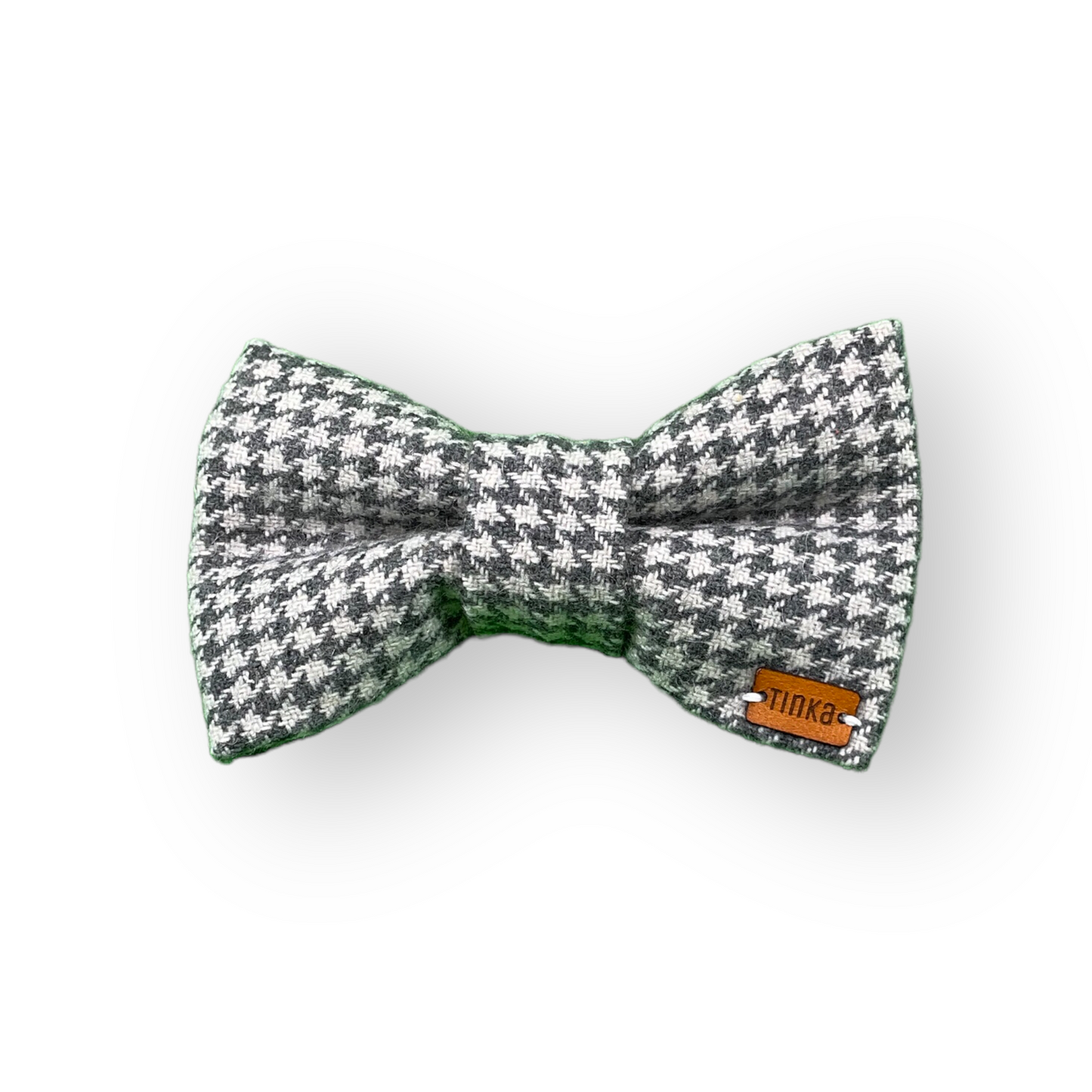 Grey & White Houndstooth Wool - Premium Dog Bow-Ties