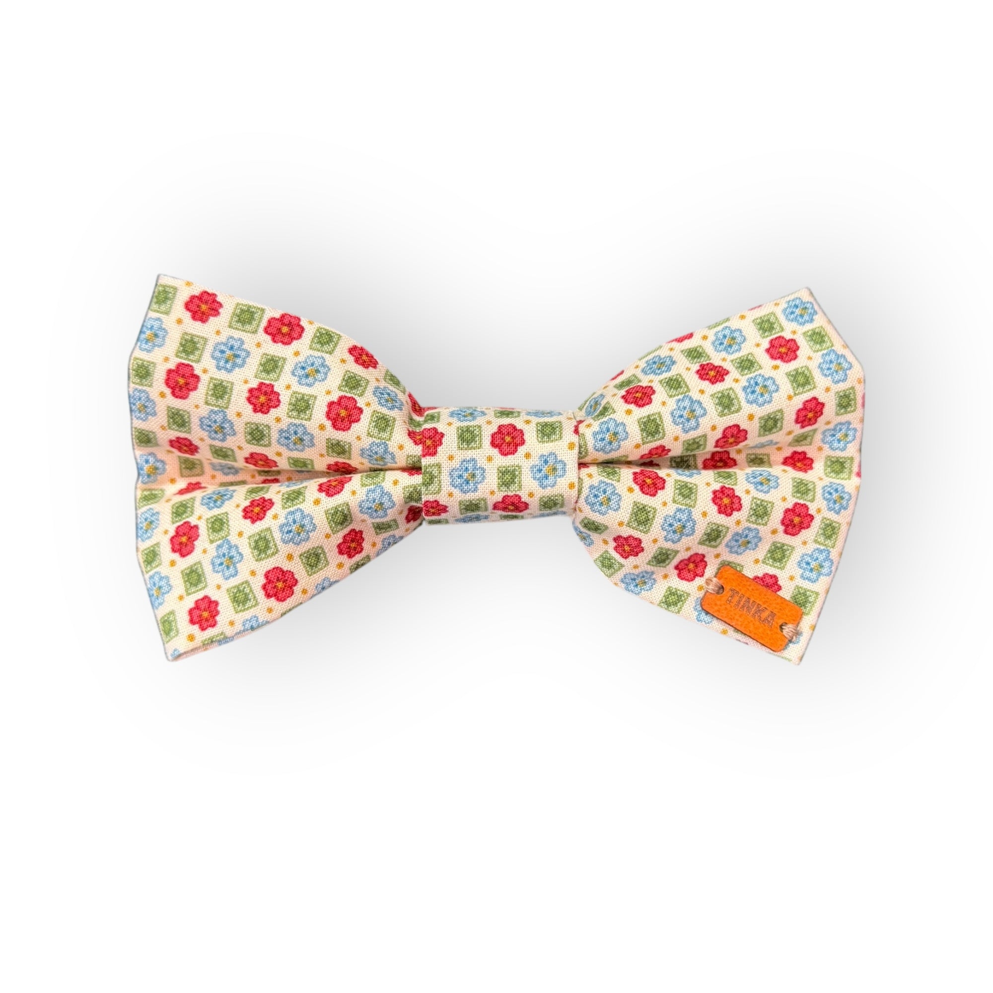 Red & Blue Flowers Print Edit Dog Bow Tie — Handmade in Australia