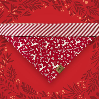 Christmas Raindeers | Red Reversible Dog Bandana