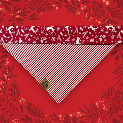 Christmas Raindeers | Red Reversible Dog Bandana