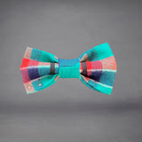 Green, Blue & Red Flannelette Checked Print Edit Dog Bow Tie— Handmade in Australia