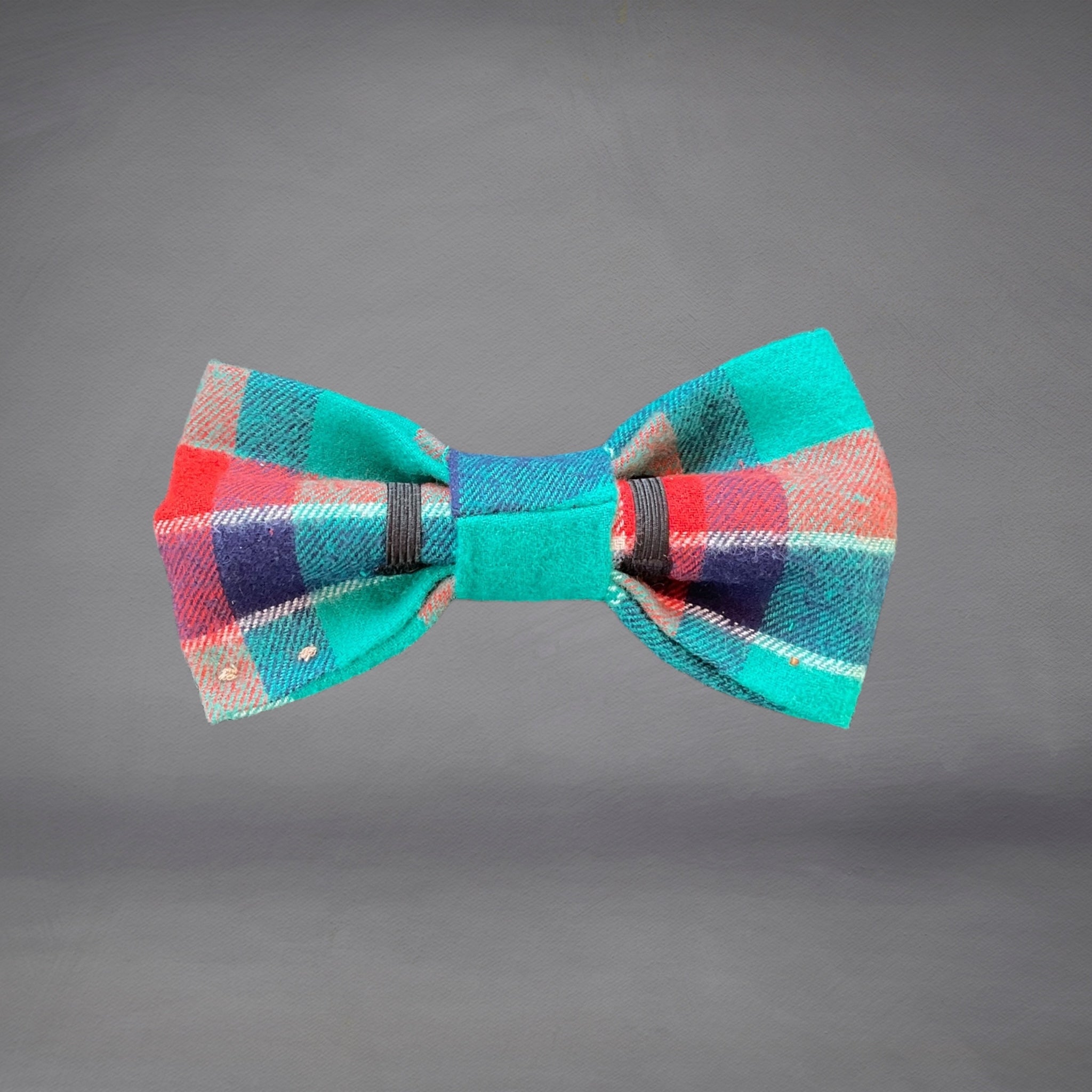 Green, Blue & Red Flannelette Checked Print Edit Dog Bow Tie— Handmade in Australia