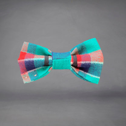 Green, Blue & Red & Flannelette Check Dog Bow-Ties