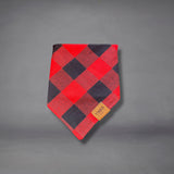 Red & Black Flannelette Checked Dog Bandana — Handmade in Australia