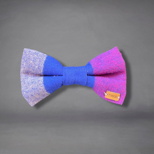 Purple & Blue Flannelette Check Dog Bow-Ties