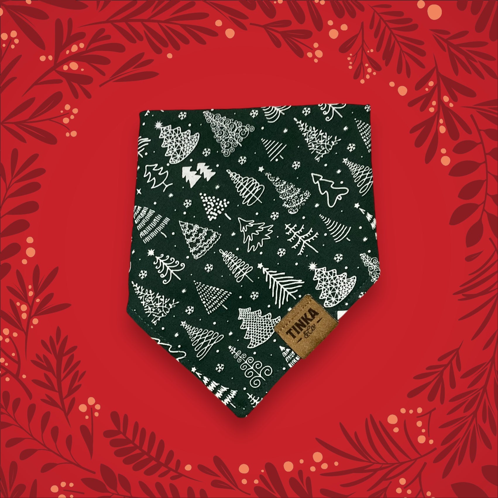 Limited Edition The Dapper Pine Green Reversible  Dog Bandana — Handmade in Australia