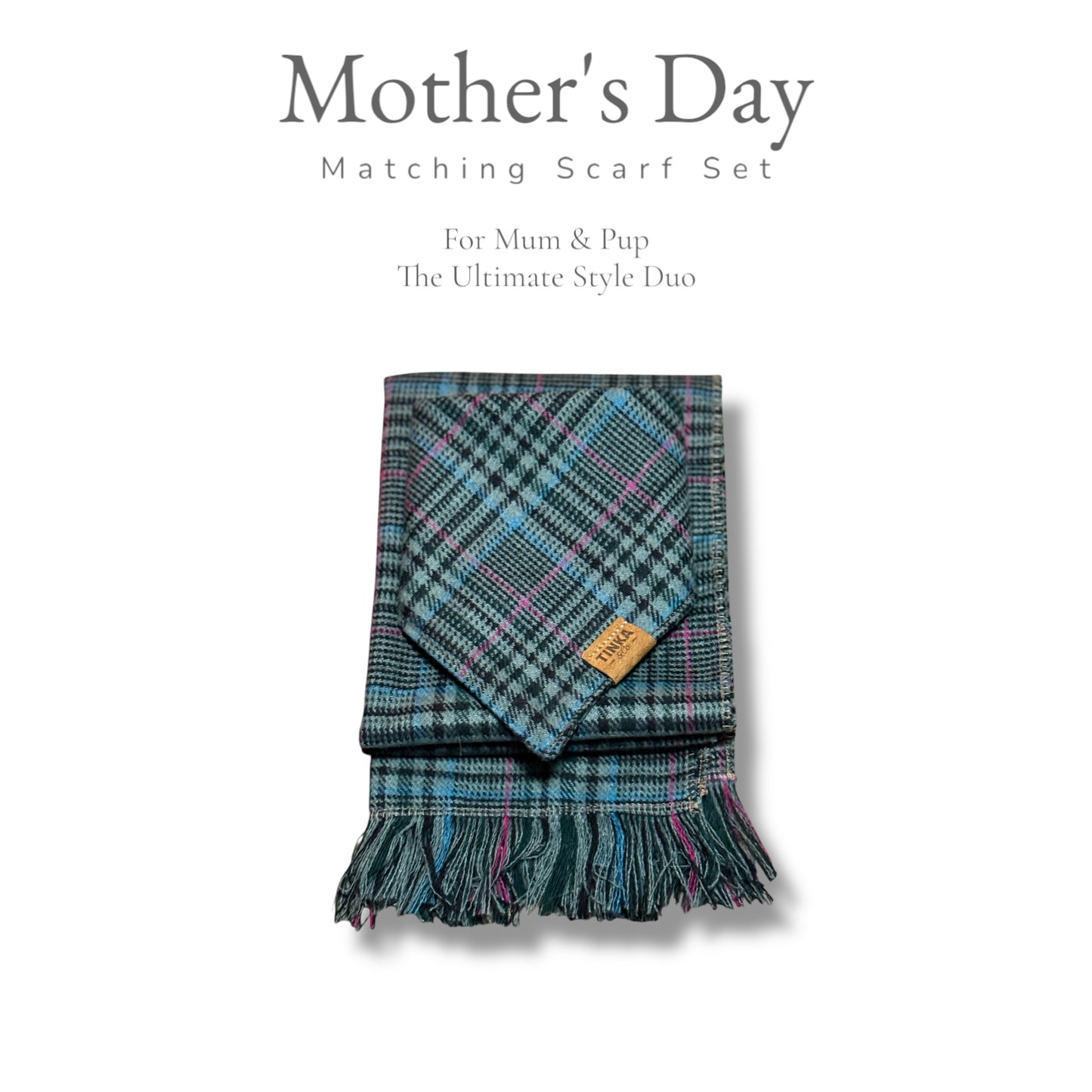 Blue & Pink Bundle: Human Scarf and Matching Dog Bandana
