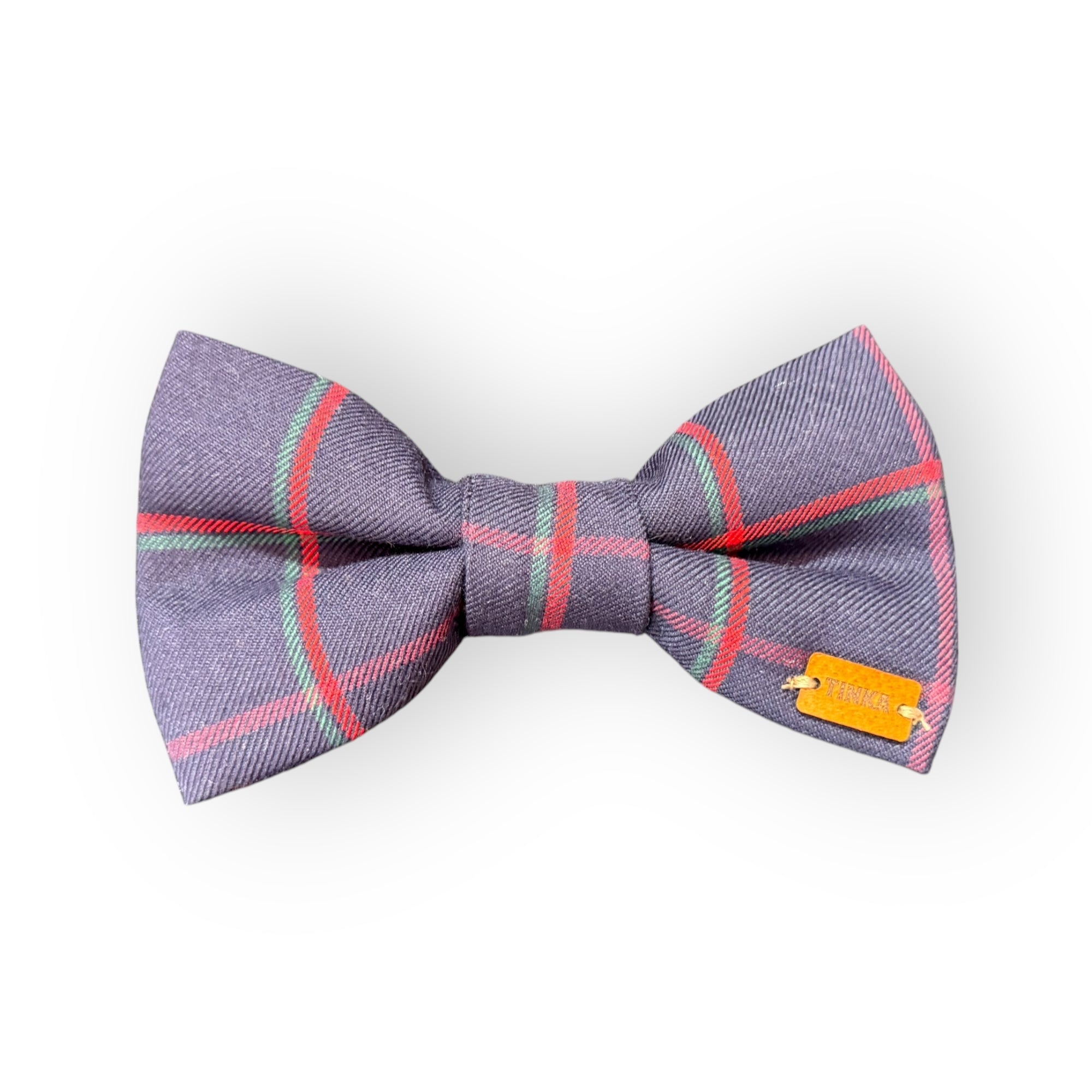 Pinewood Plaid  Print Edit Dog Bow Tie— Handmade in Australia