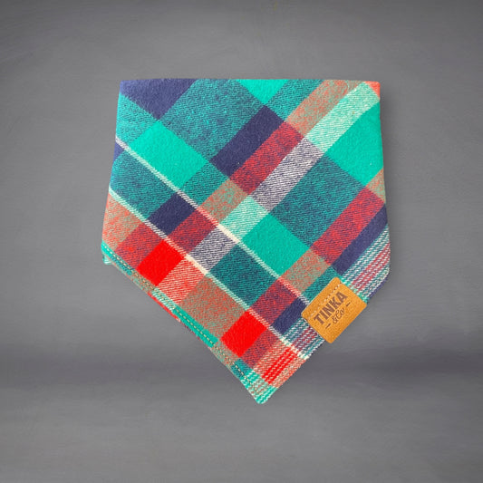 Green, Blue & Red & Flannelette Check - Dapper Dog Bandana