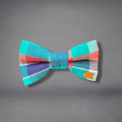 Green, Blue & Red Flannelette Checked Print Edit Dog Bow Tie— Handmade in Australia