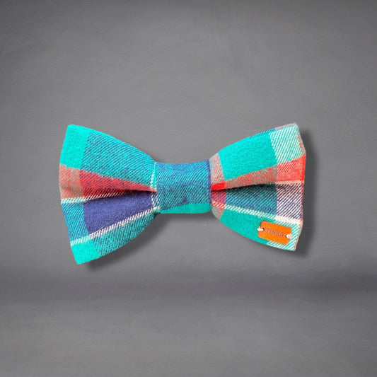 Green, Blue & Red & Flannelette Check Dog Bow-Ties