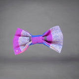 Purple & Blue Flannelette Checked Print Edit Dog Bow Tie — Handmade in Australia