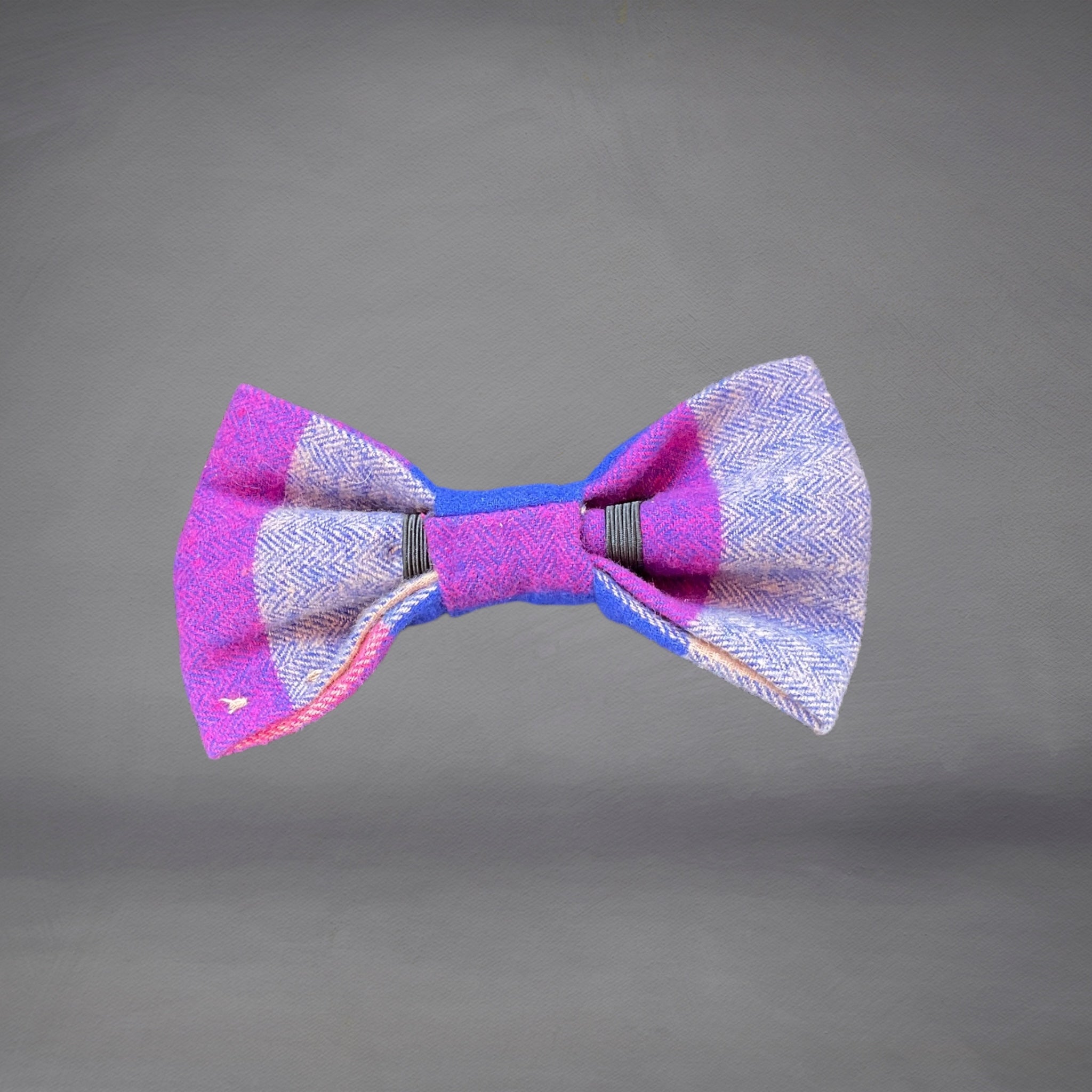 Purple & Blue Flannelette Checked Print Edit Dog Bow Tie — Handmade in Australia
