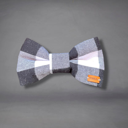 Black & White Flannelette Check Dog Bow-Ties