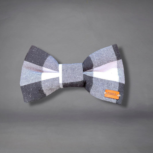 Black & White Flannelette Check Dog Bow-Ties
