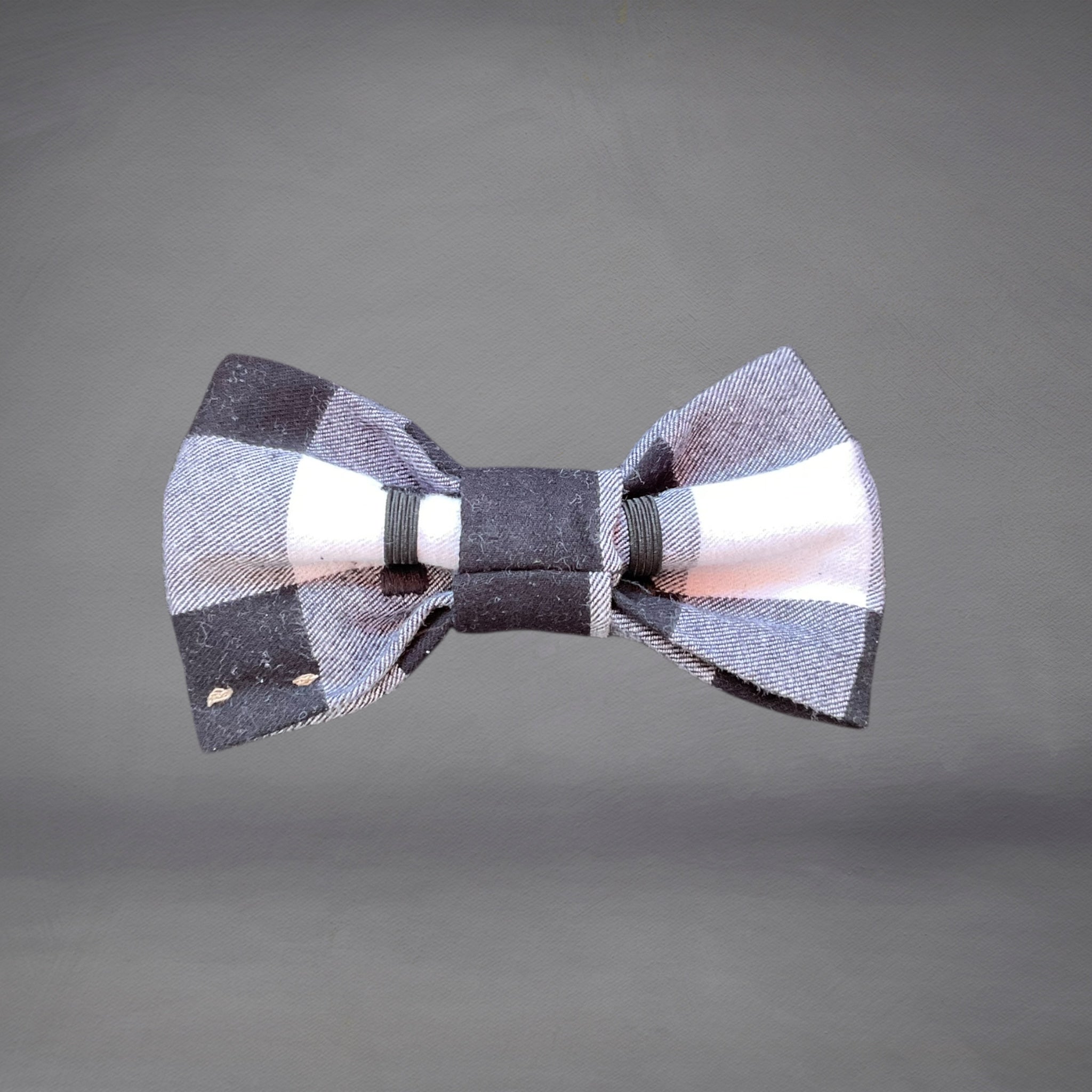 Black & White Flannelette Check Print Edit Dog Bow Tie— Handmade in Australia