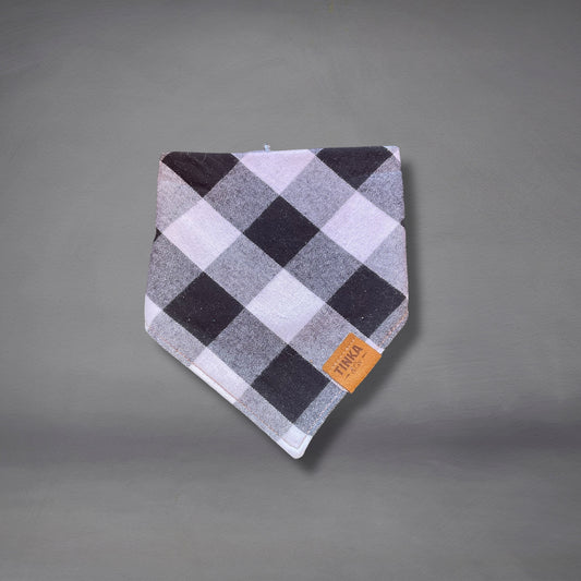Black & White Flannelette Check - Dapper Dog Bandana