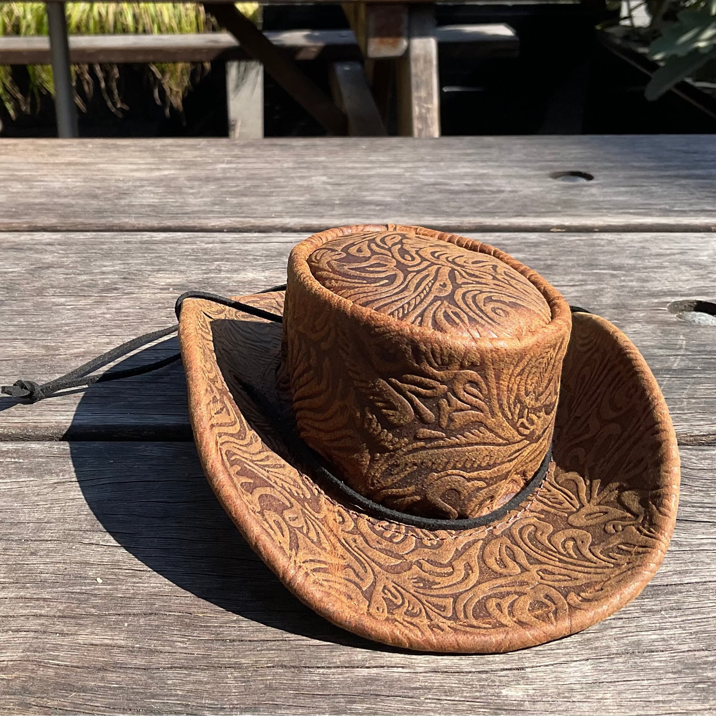 Fully Embossed Kangaroo Leather Dog Hat