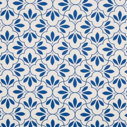 Navy blue and cream geometric tile print fabric for Tinka & Co handmade water-resistant dog snood. Copy