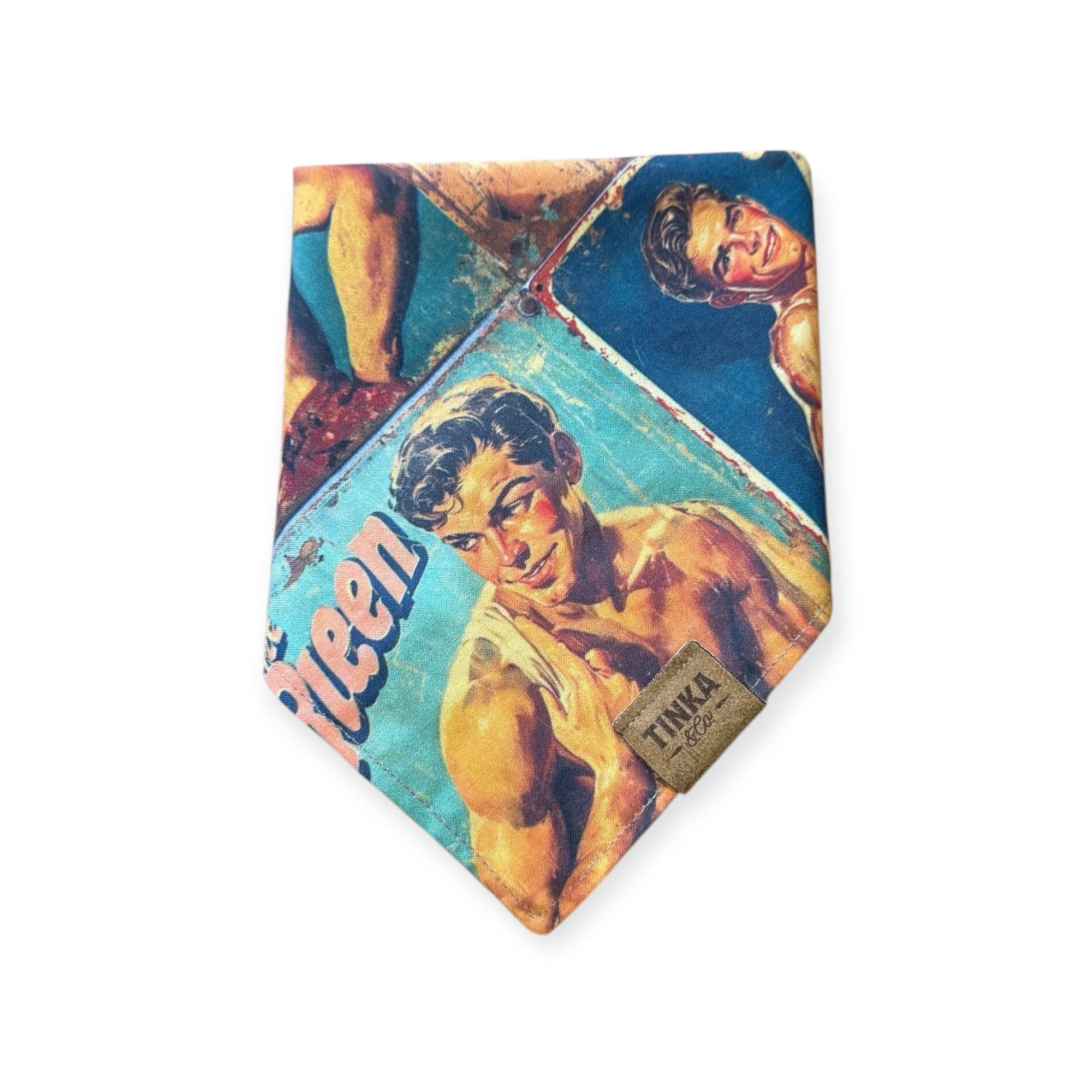Retro Pulp Men Dog Bandana — Handmade in Australia