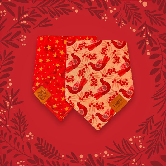 Limited Edition - Winterberry Robin | Reversible Dog Bandana