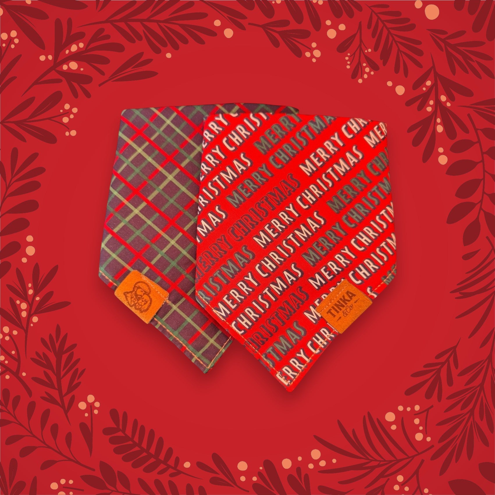 Limited Edition Merry Tartan Reversible Dog Bandana — Handmade in Australia