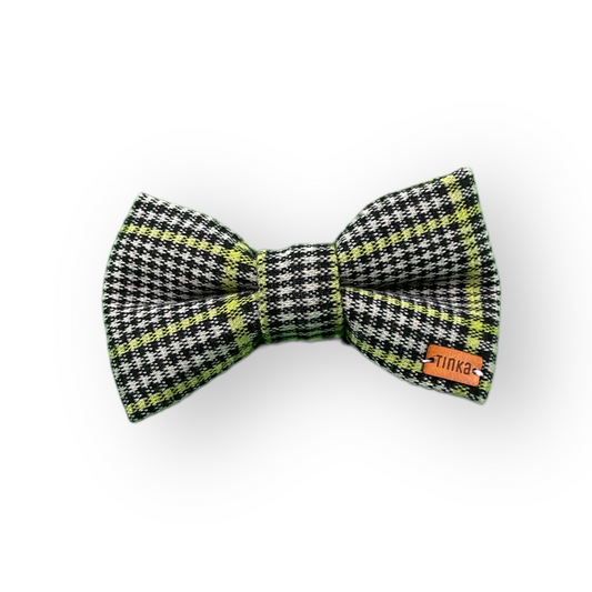 Lime Check - Glen Plaid Double Knit - Dog Bow-Ties