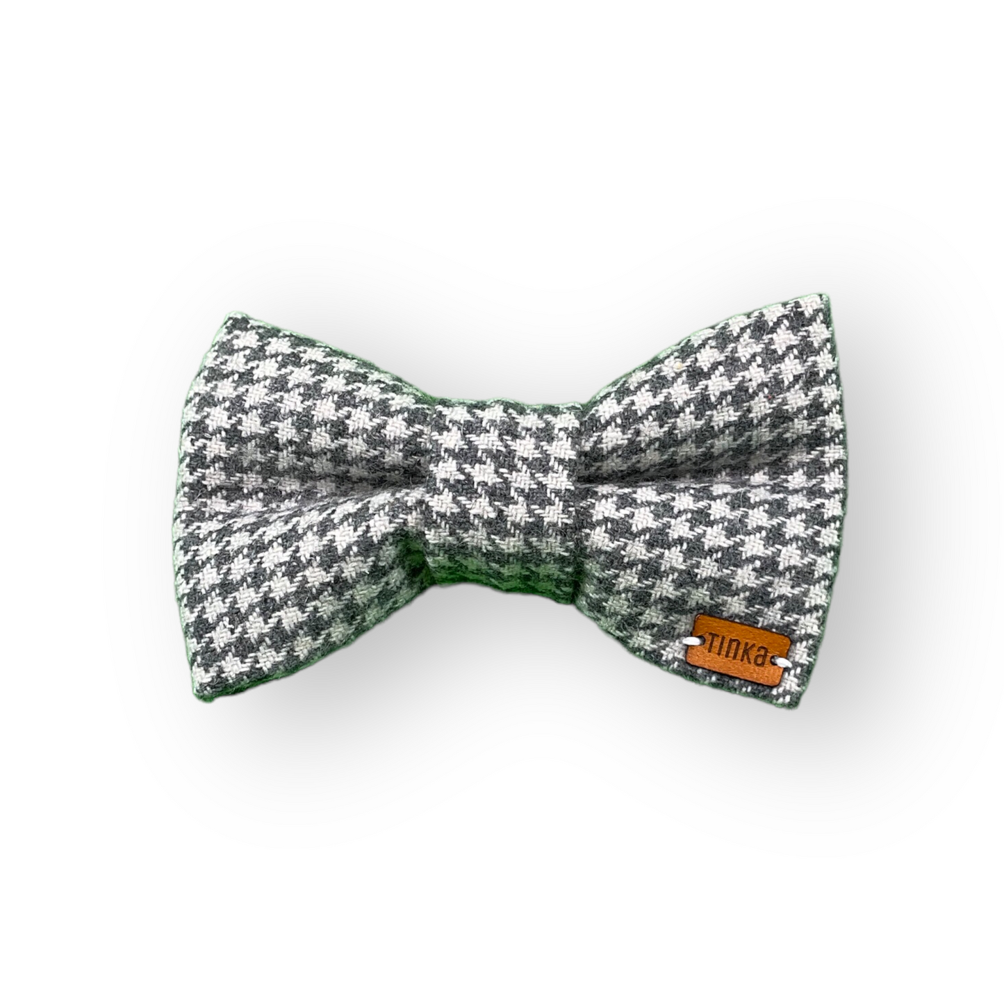 Grey & White Houndstooth Wool  - Premium Dog Bow-Ties