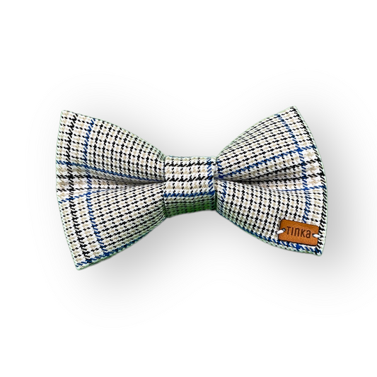 Black, Blue & White Check Twist Plaid - Dog Bow-Ties