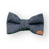 Dark Blue/Grey Tweed Dapper Edit Dog Bow Tie — Handmade in Australia