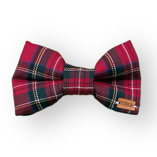 Multi Coloured Red Plaid - Dog Bow-Ties